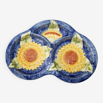 Dish decorated with sunflower flowers