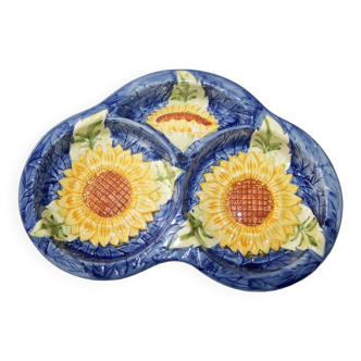 Dish decorated with sunflower flowers