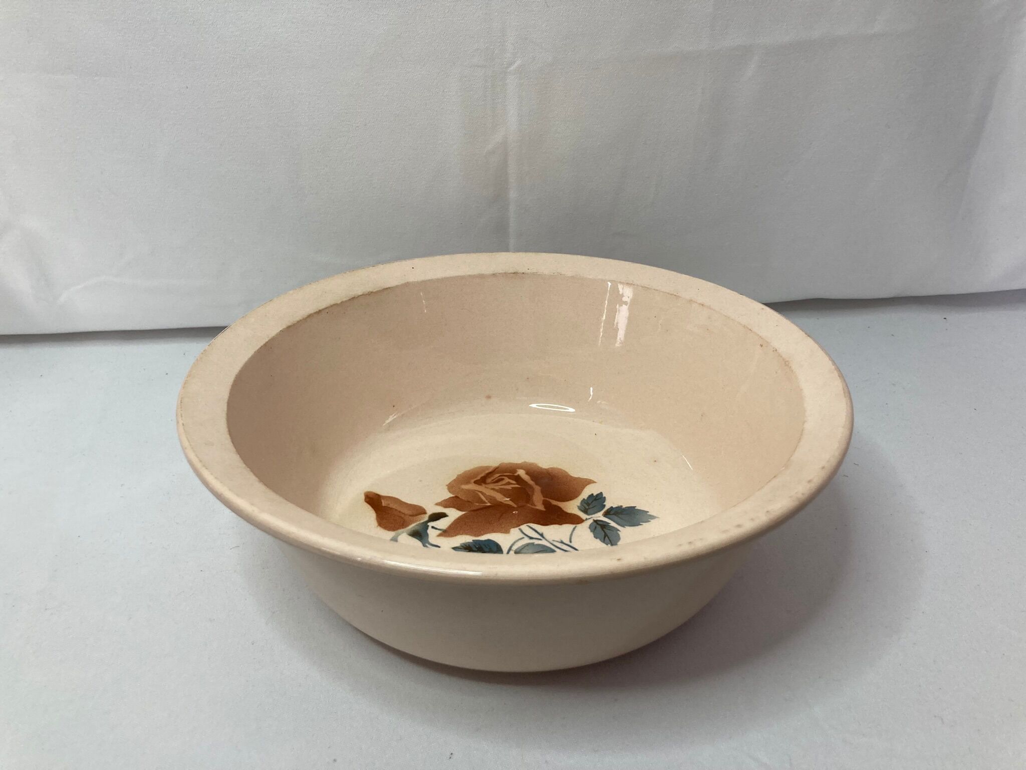 Old salad bowl dish earthenware Digoin floral decoration early twentieth century