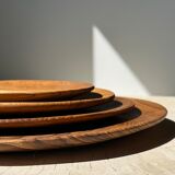 Set of 4 flat monoxyl teak trays
