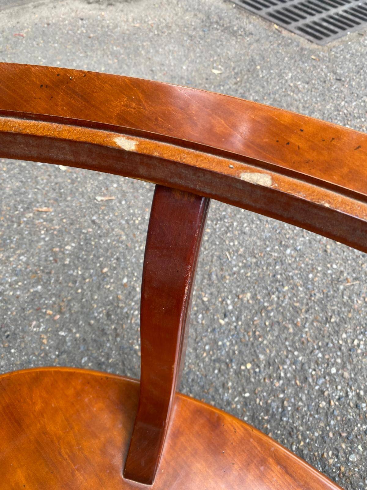 Table basse ovale en bois massif et verre, années 90
