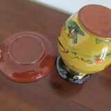 Matching vase and bowl in marbled glazed terracotta