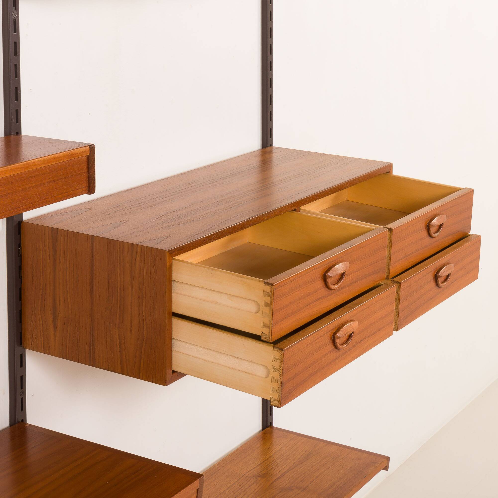 Kai Kristiansen teak wall unit with a desk and a lamp, FM Mobler, 1960s