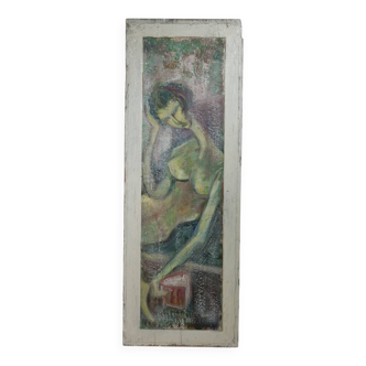 Edith Ferullo, Female Nude, 1961, Oil on Wood, Framed