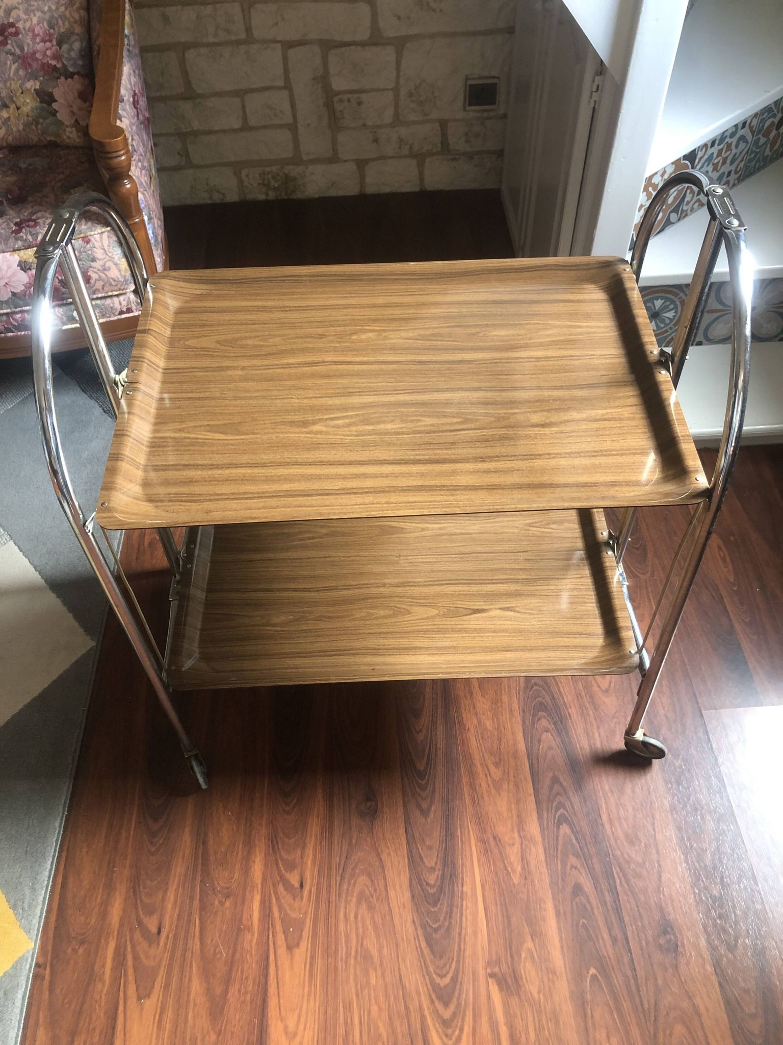 Vintage foldable modular table in formica with chrome legs.