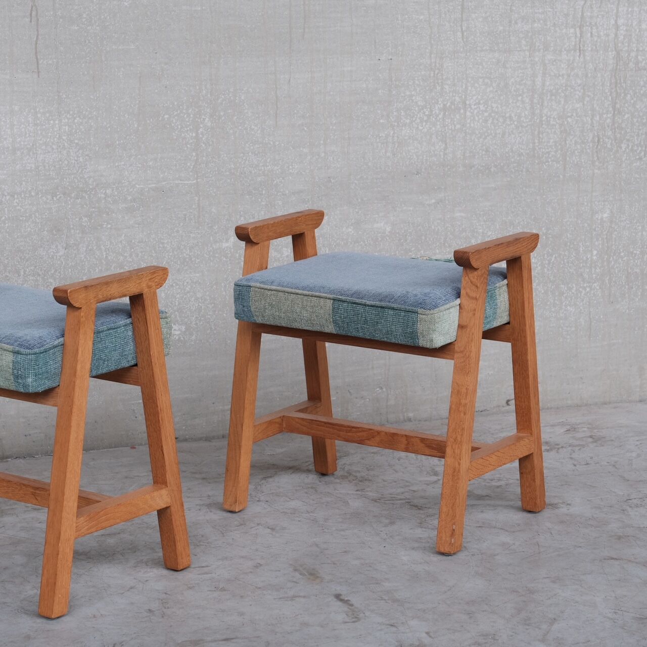 Guillerme et chambron oak mid-century stools