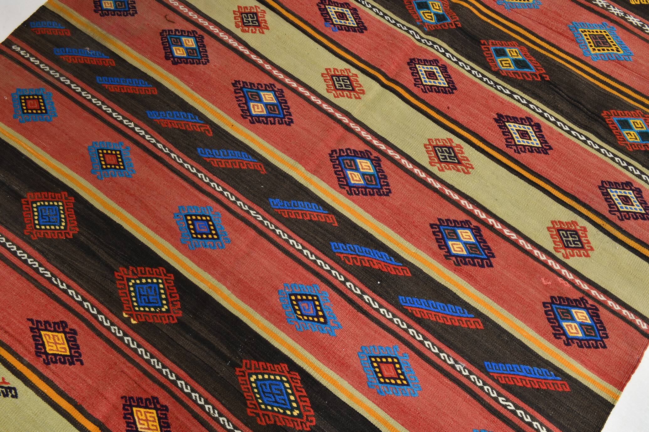 Brick Red Color Kilim Rug, Turkish Kilim Rug, 175x261 Cm