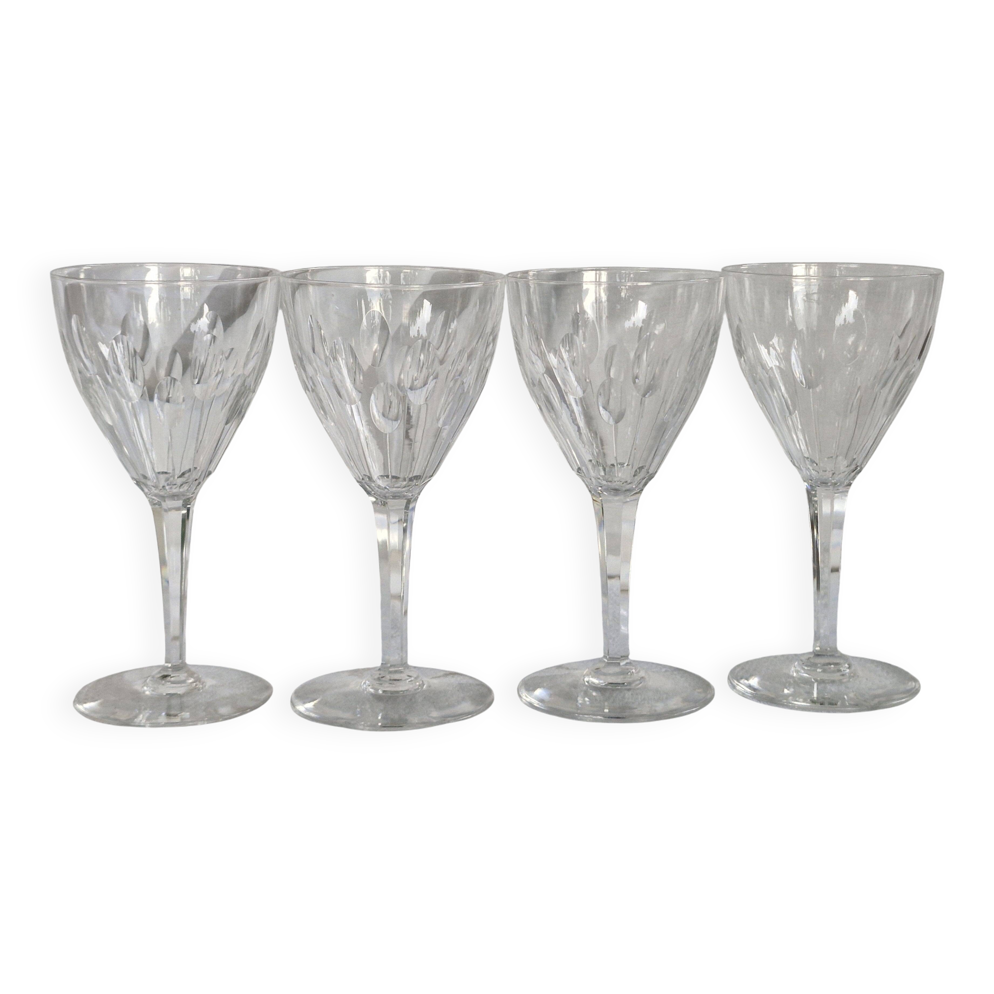 4 Verres à eau anciens - cristal Val Saint Lambert modèle Nestor taille Ham