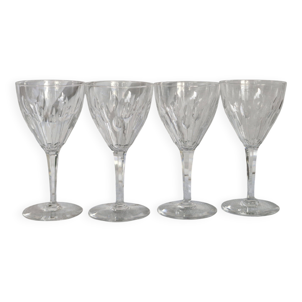 4 Verres à eau anciens - cristal Val Saint Lambert modèle Nestor taille ...