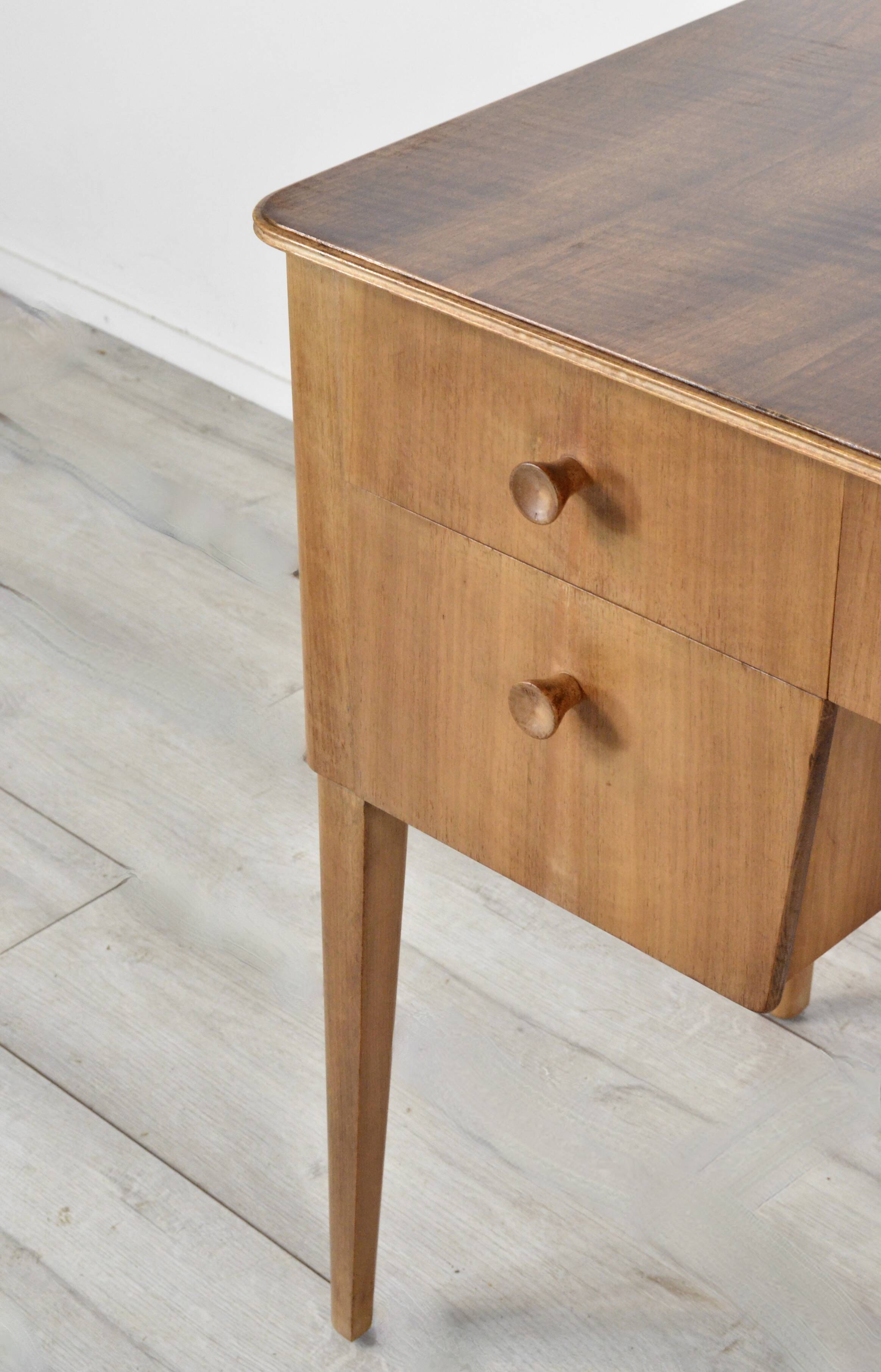 Midcentury Gordon Russell Walnut And Beech Desk / Console Table. Vintage Mo