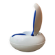 White plastic Garden Egg chair with blue cushions — Peter Ghyczy 1968