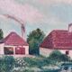 Vintage original landscape oil painting, signed farmhouse art