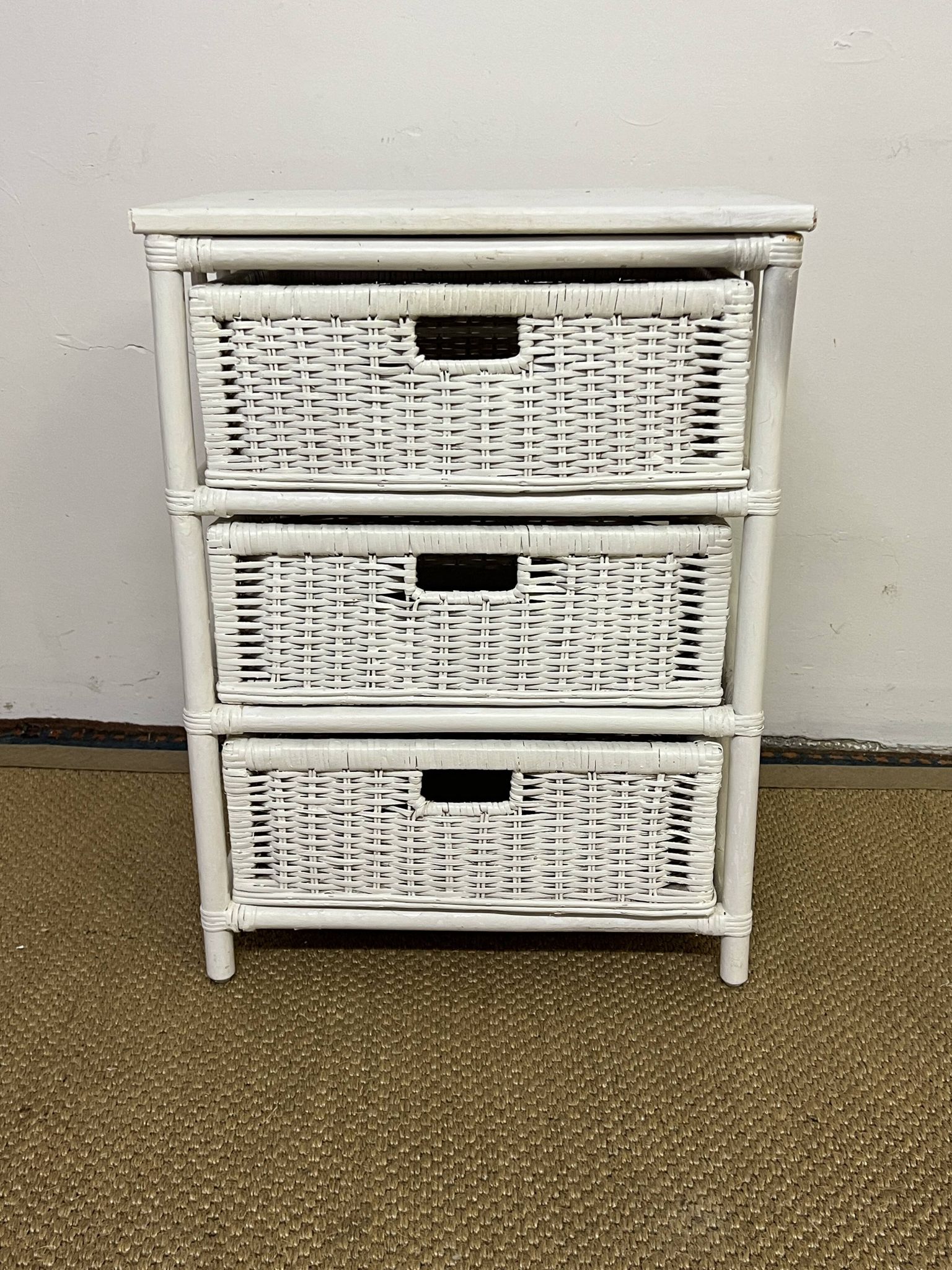 Vintage rattan storage unit, 3 drawers
