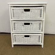 Vintage rattan storage unit, 3 drawers