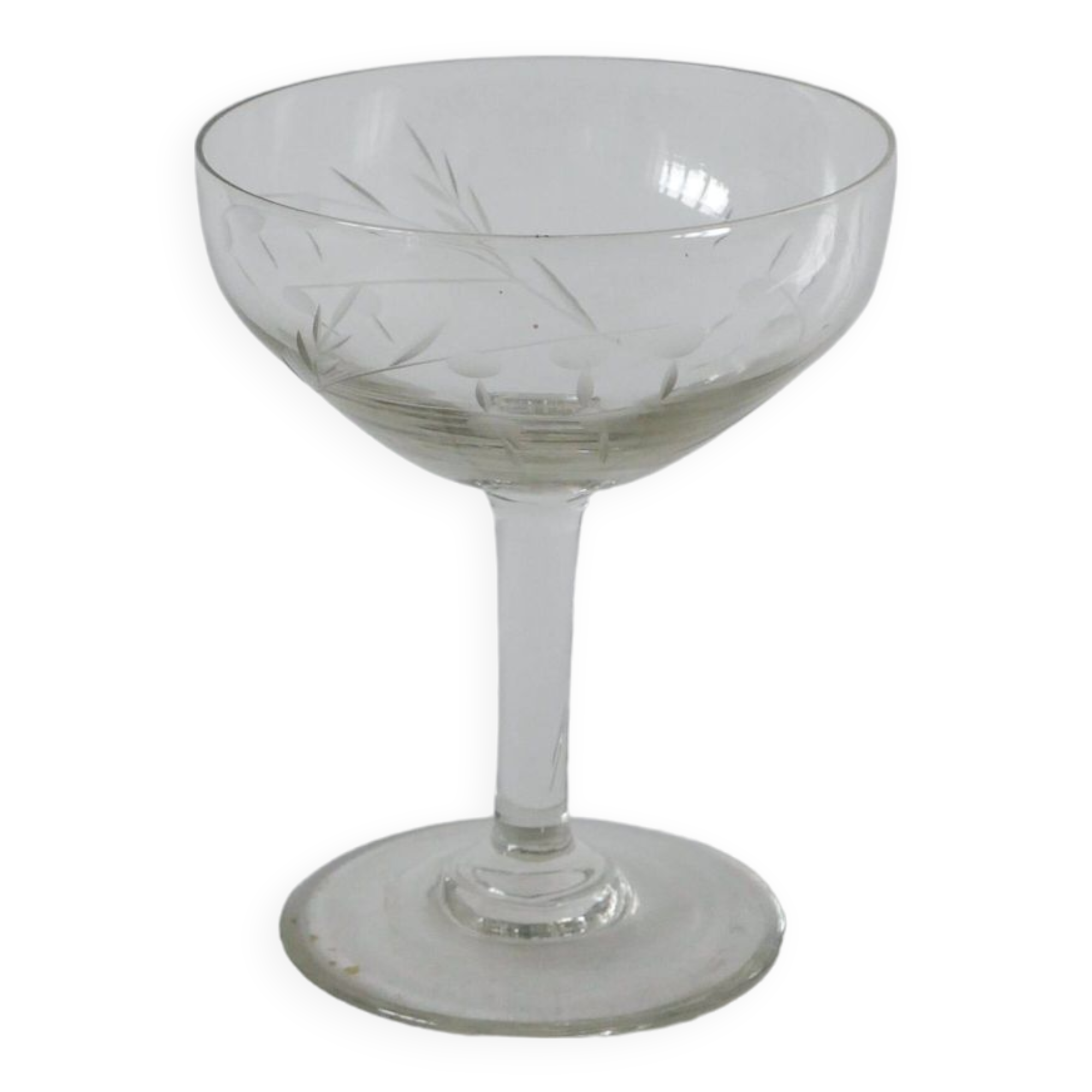 Set of 6 mismatched crystal champagne glasses 1930-1950