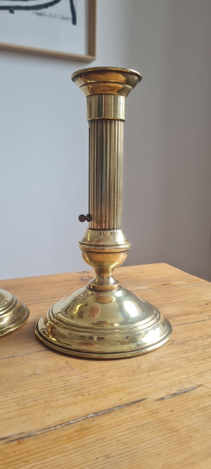 Pair of brass candle holders