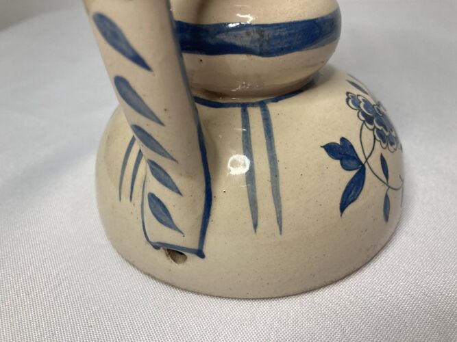 Vintage ceramic lamp foot decoration blue flower XXth