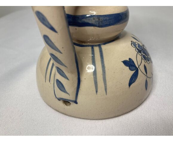 Vintage ceramic lamp foot decoration blue flower XXth