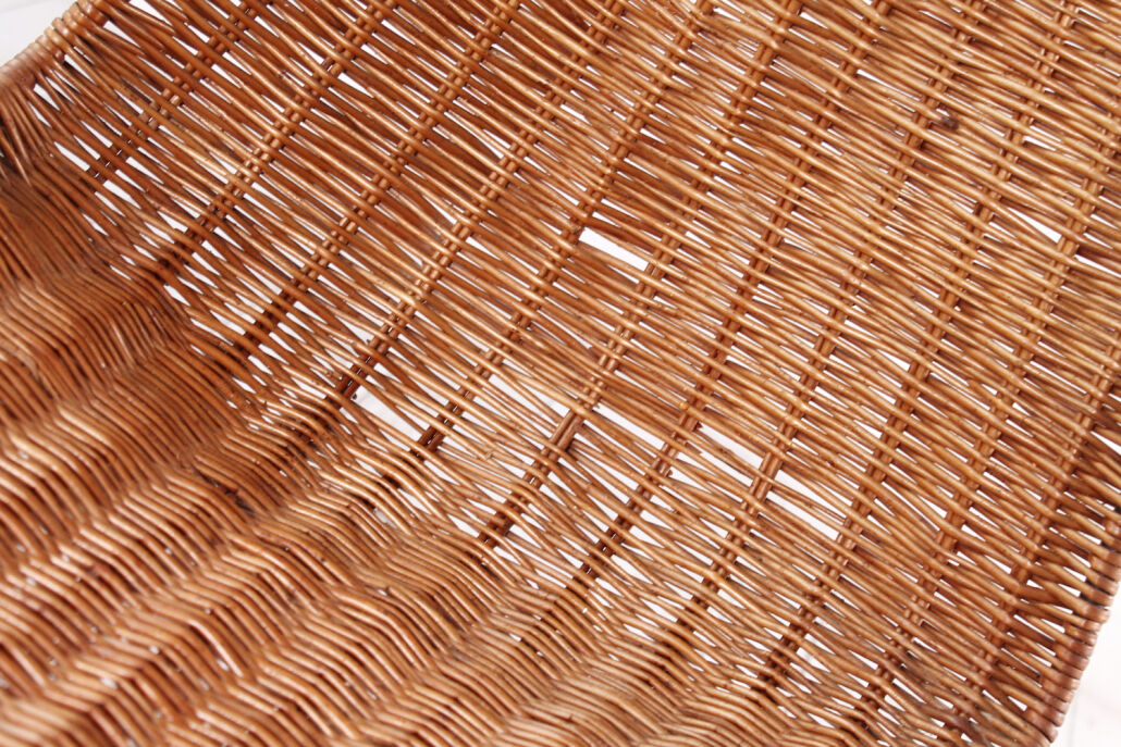 Vintage wicker chair with armrests from the 1960s
