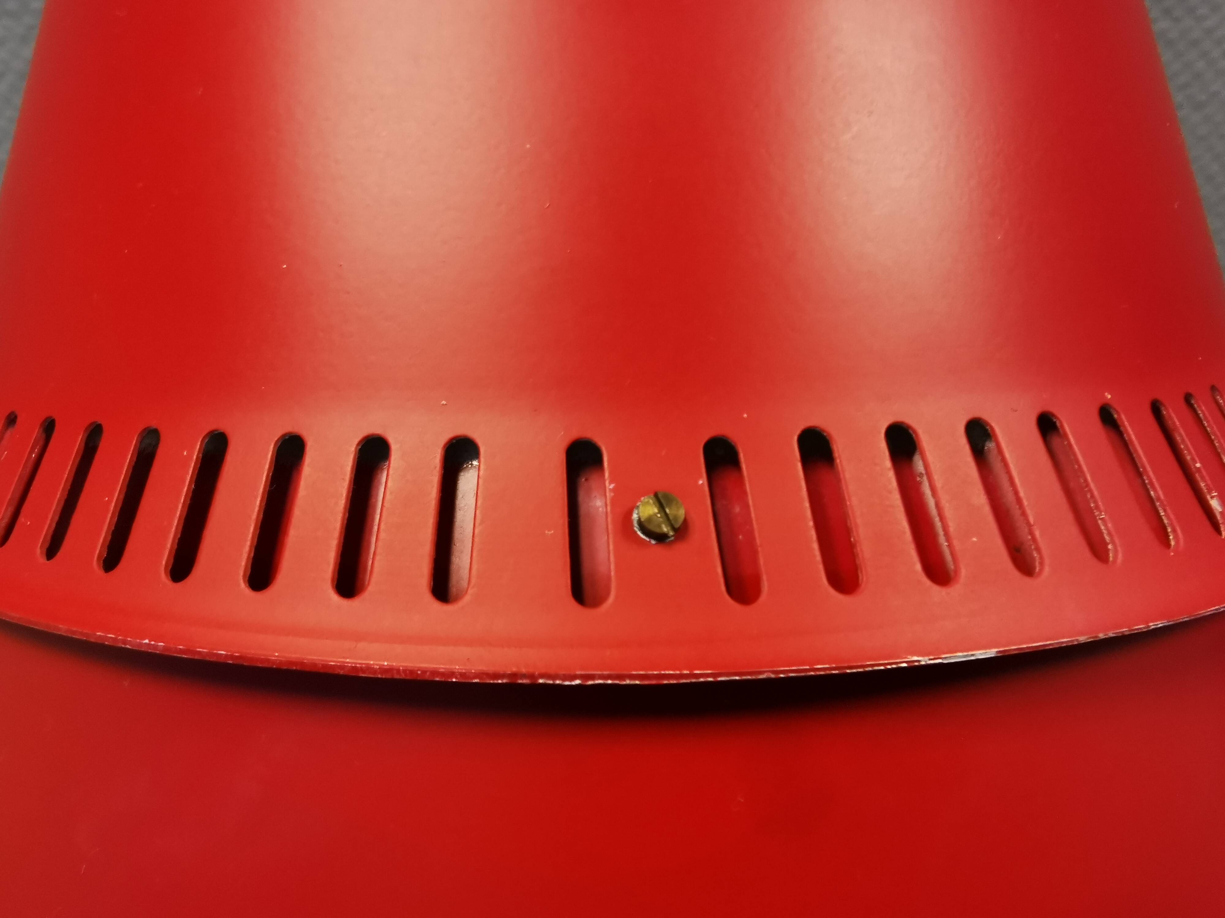 Knud Hjerting Metal layered cone-shaped hanging lamp with perforated detail on the edge. Model P208