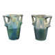 Ceramic alphonse cytere (1861-1941) pair of metallise sandstone vases
