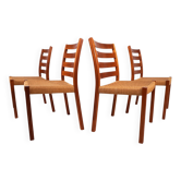 Niels Otto Møller Modèle 408, Ensemble de 4 Chaises de Salle à Manger en Teck et Papercord pour J.L.