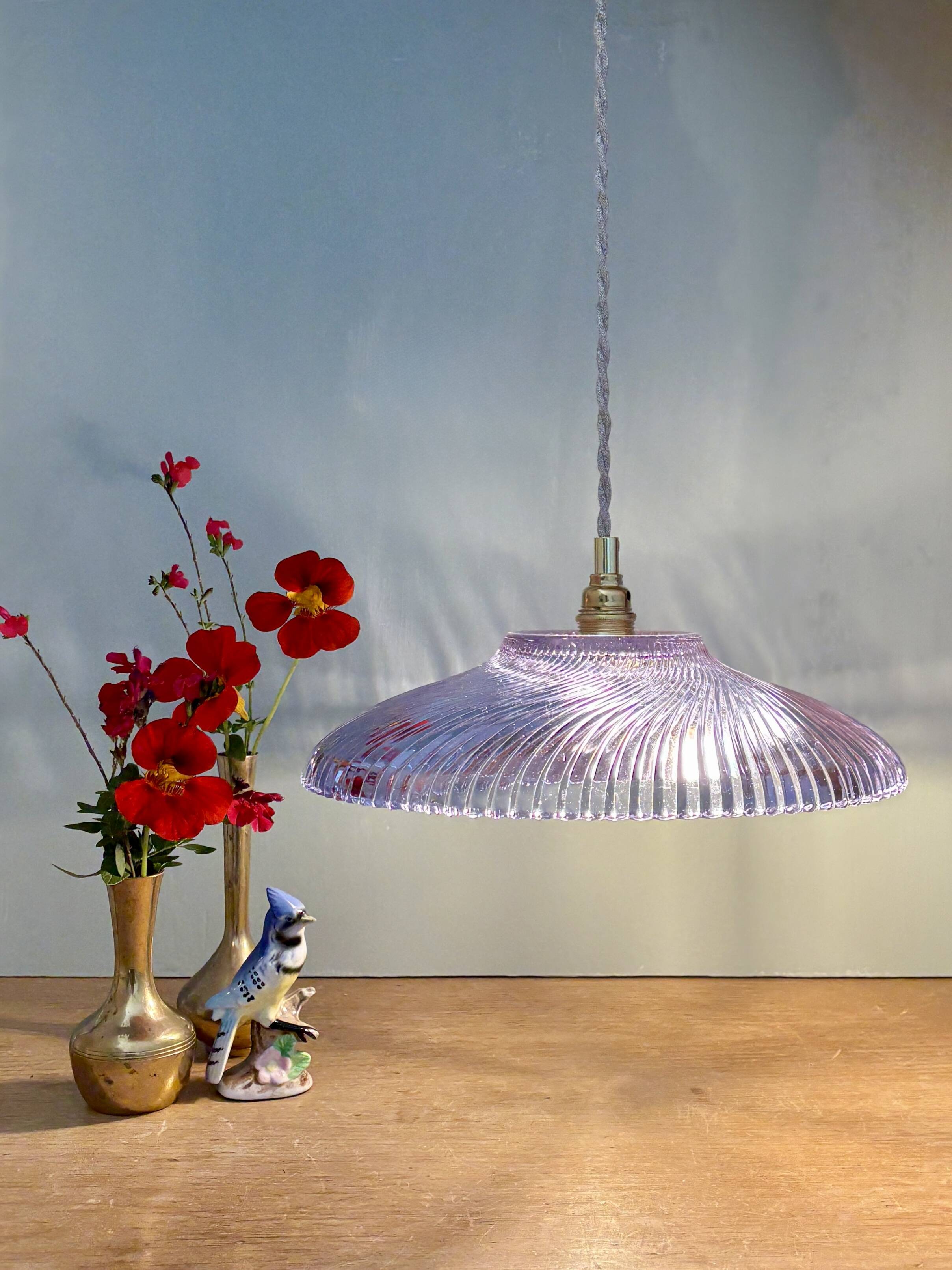 Vintage purple glass pendant light - tableware collection -