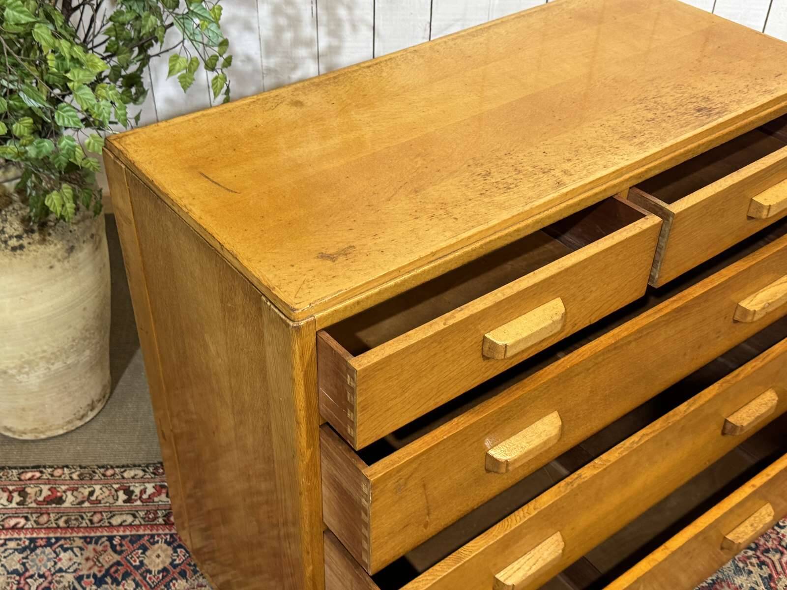 1950s English oak chest of drawers