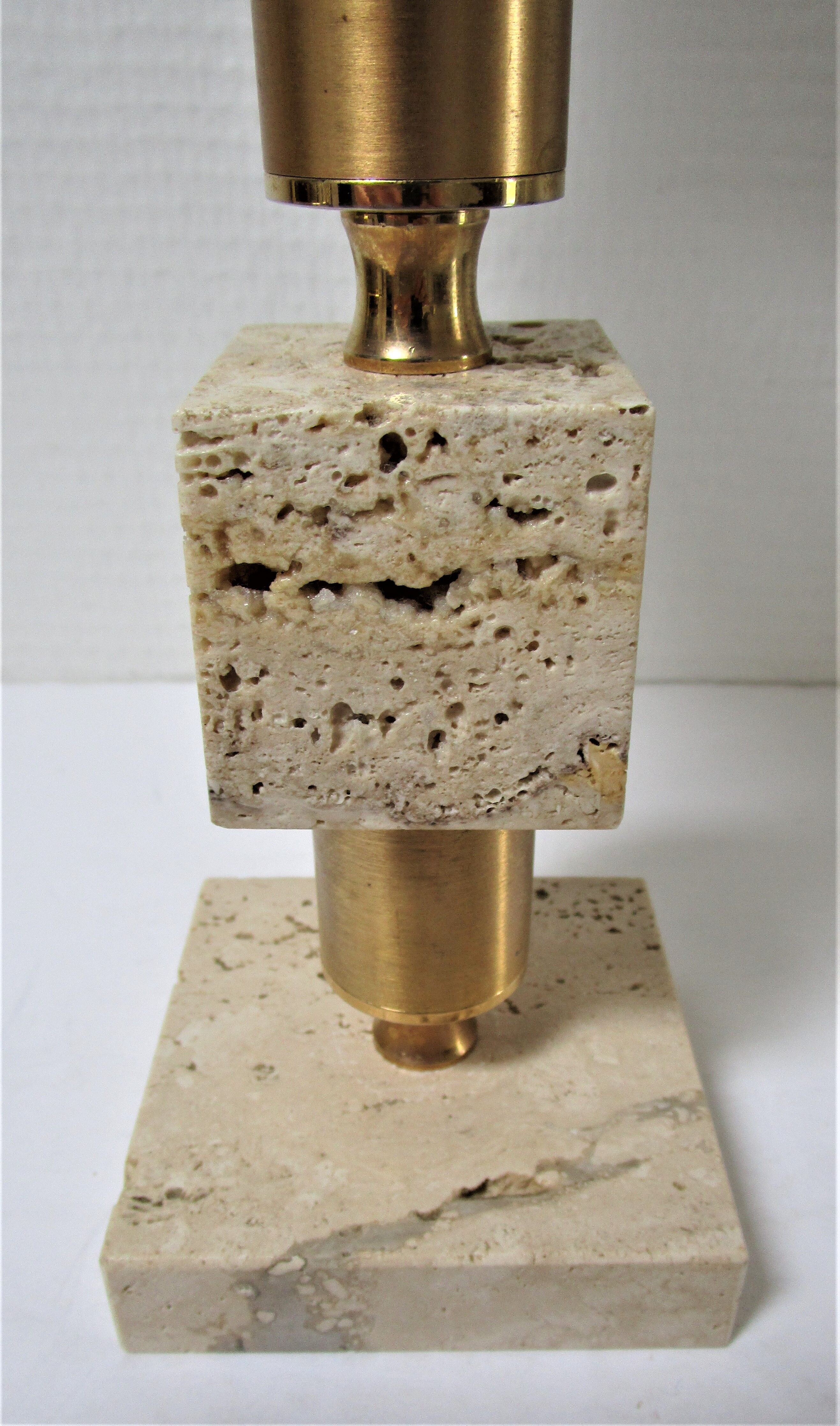 Travertine lamp and  gilded steel 70