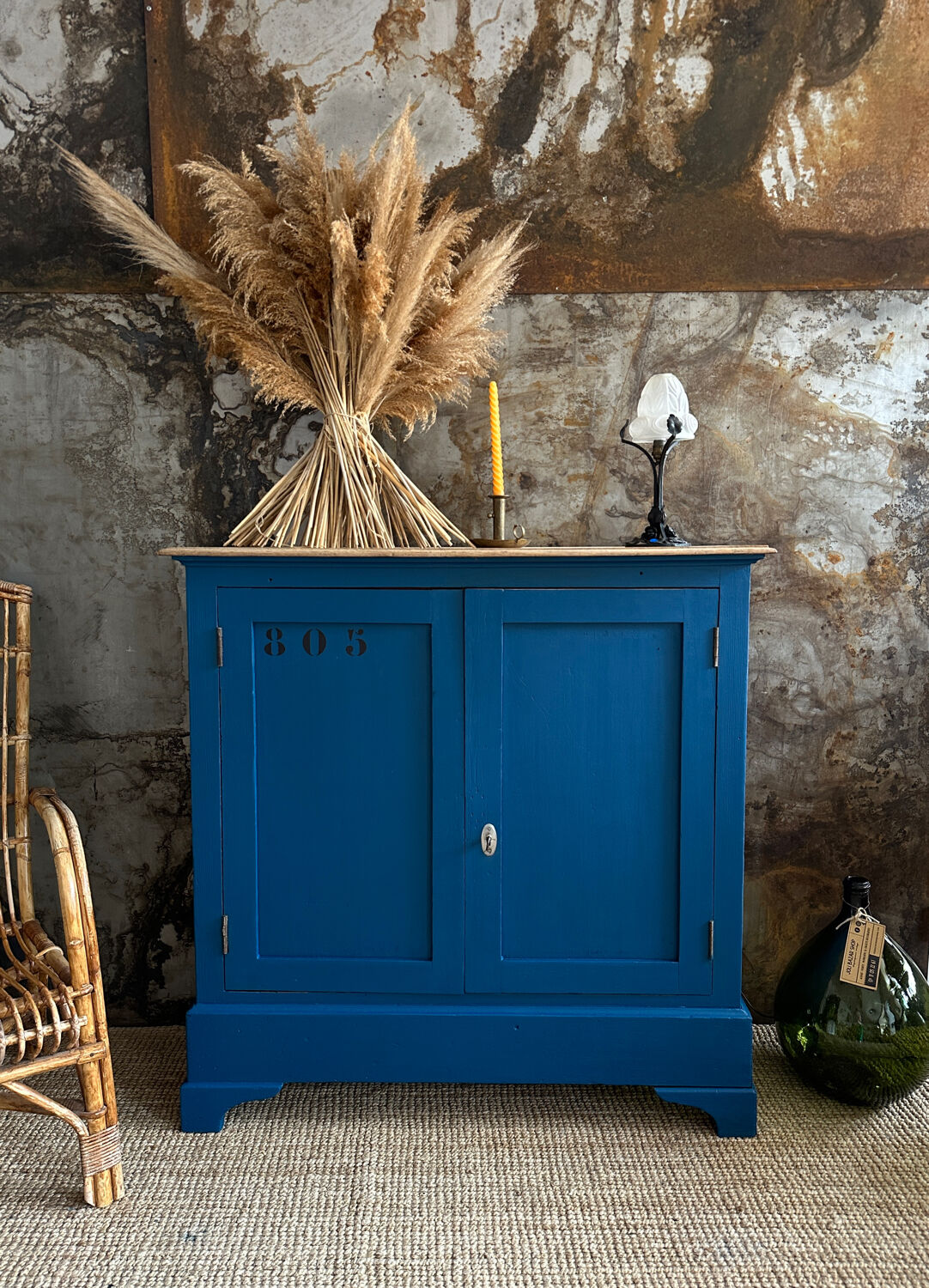 Royal blue handcrafted sideboard