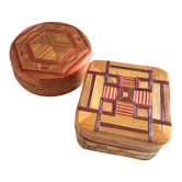 Pair of straw marquetry boxes