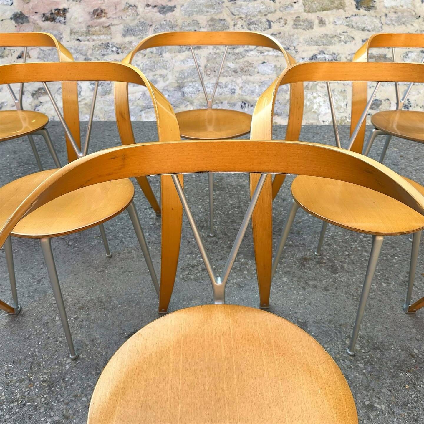 Suite de 6 chaises « Revers » par Andrea Branzi pour Cassina, 1990