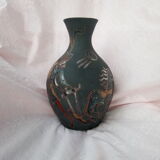 Vase with enamelled mythological decoration, signature to decipher 1950