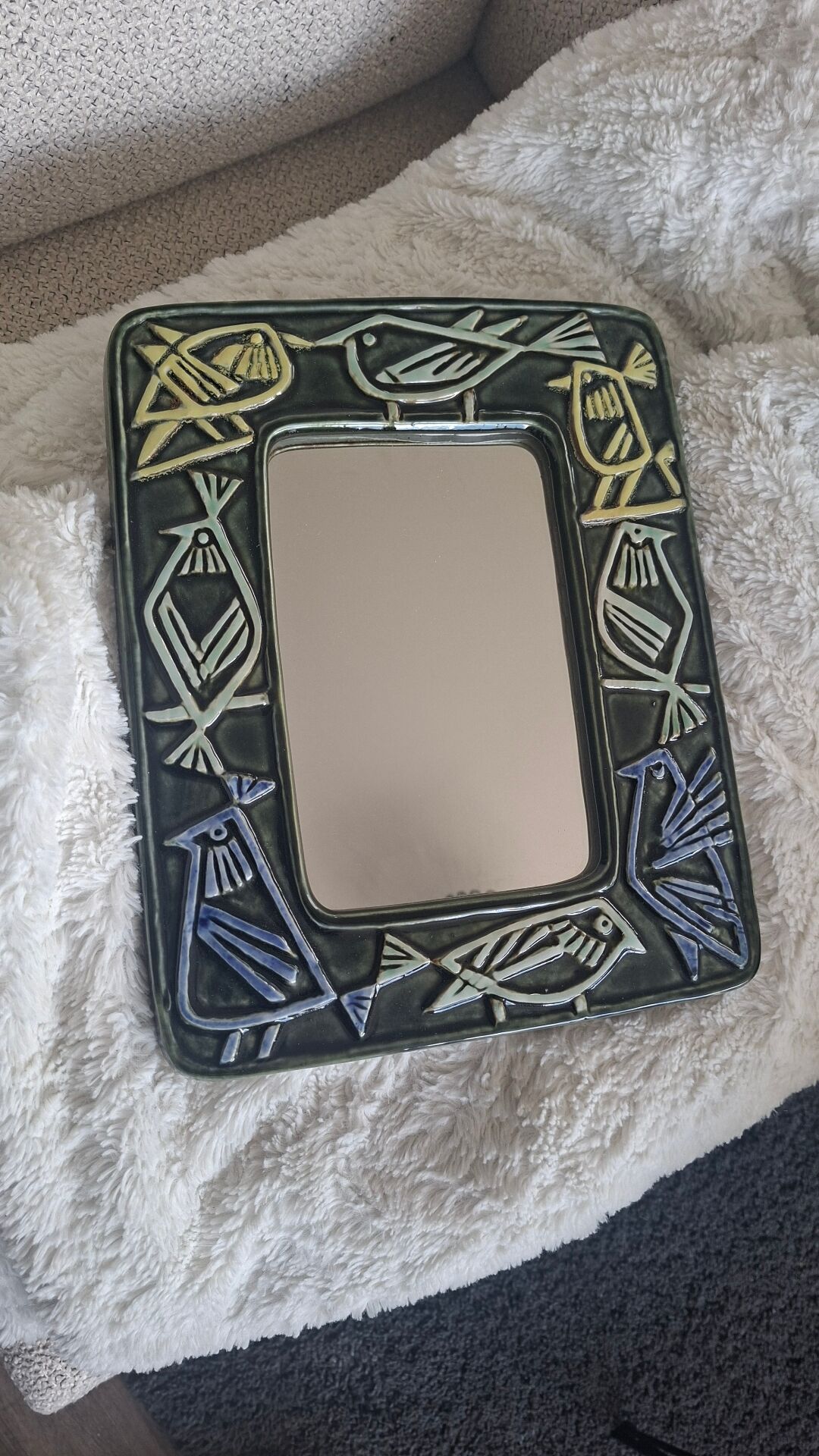 Ceramic Bird Mirror Lisa Larson Harlequin Series / Gustavsberg