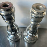 Pair of vintage mercury glass candleholders
