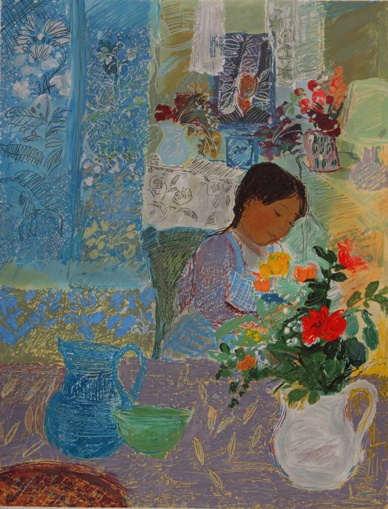 Nancy DELOUIS: Little girl's dream, original signed lithograph.