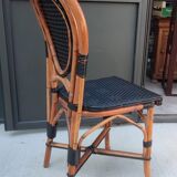 Set table and 2 chairs bistrot Vintage / rattan and braided vinyl