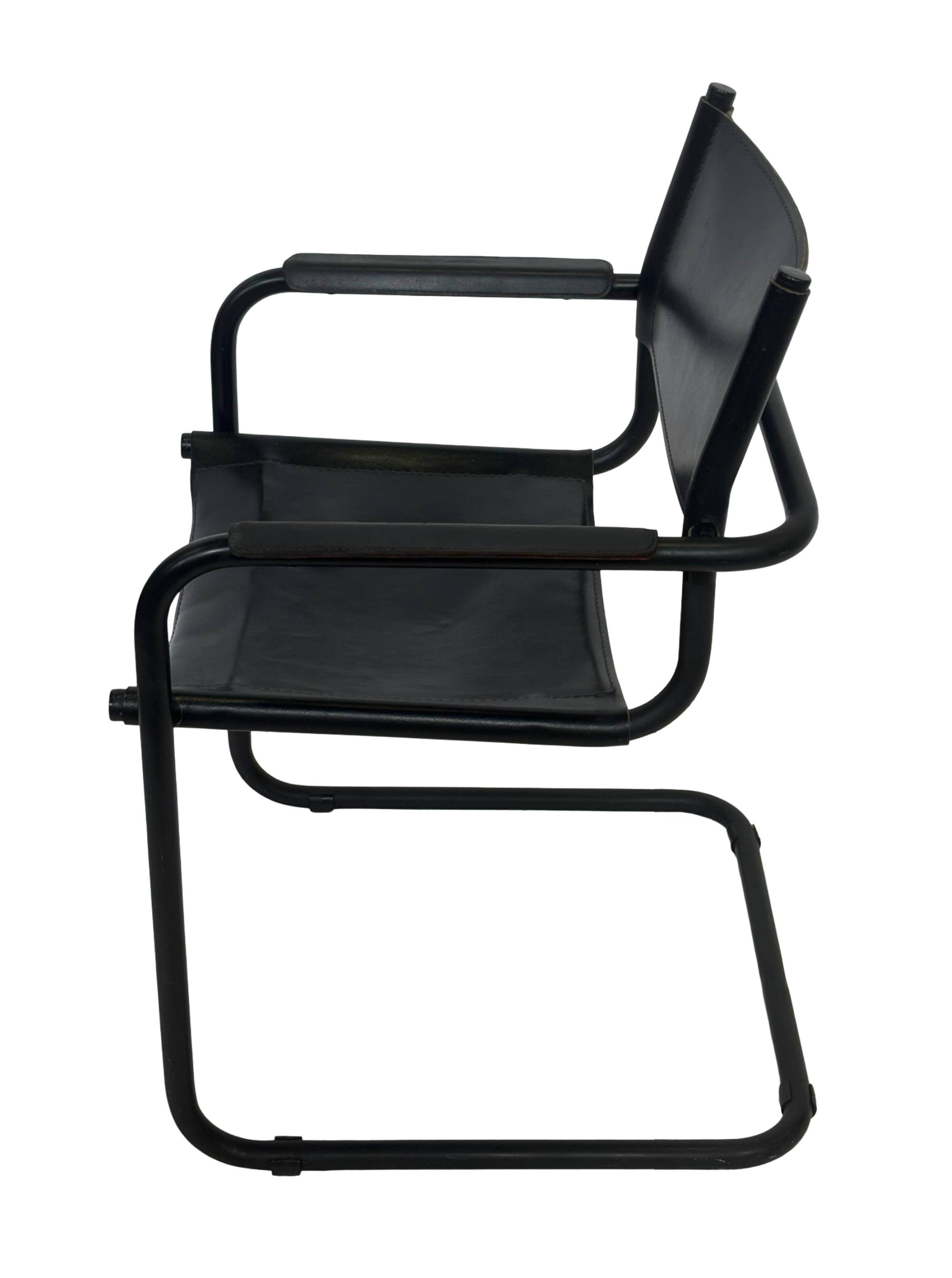 Vintage Breuer style leather chair B32/34 Italian Design in black