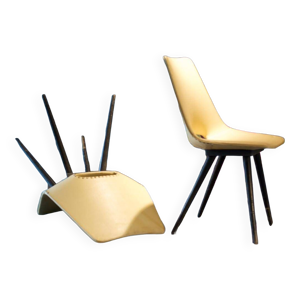 paire de chaises jaune - thonet