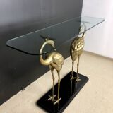 70s gilded brass wader console