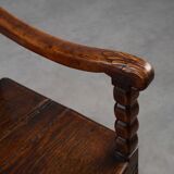18th Century Liège Armchair in hand carved Oak, Belgium