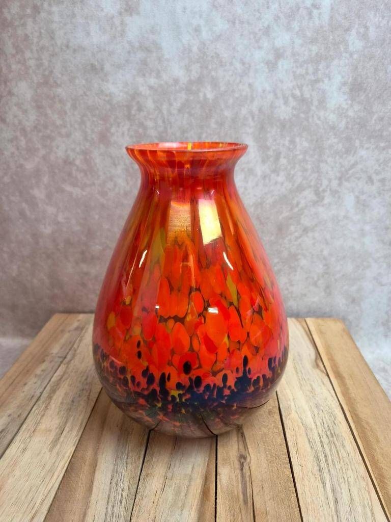 Large antique iridescent multilayer glass vase – attributed to Clichy or Pantin.