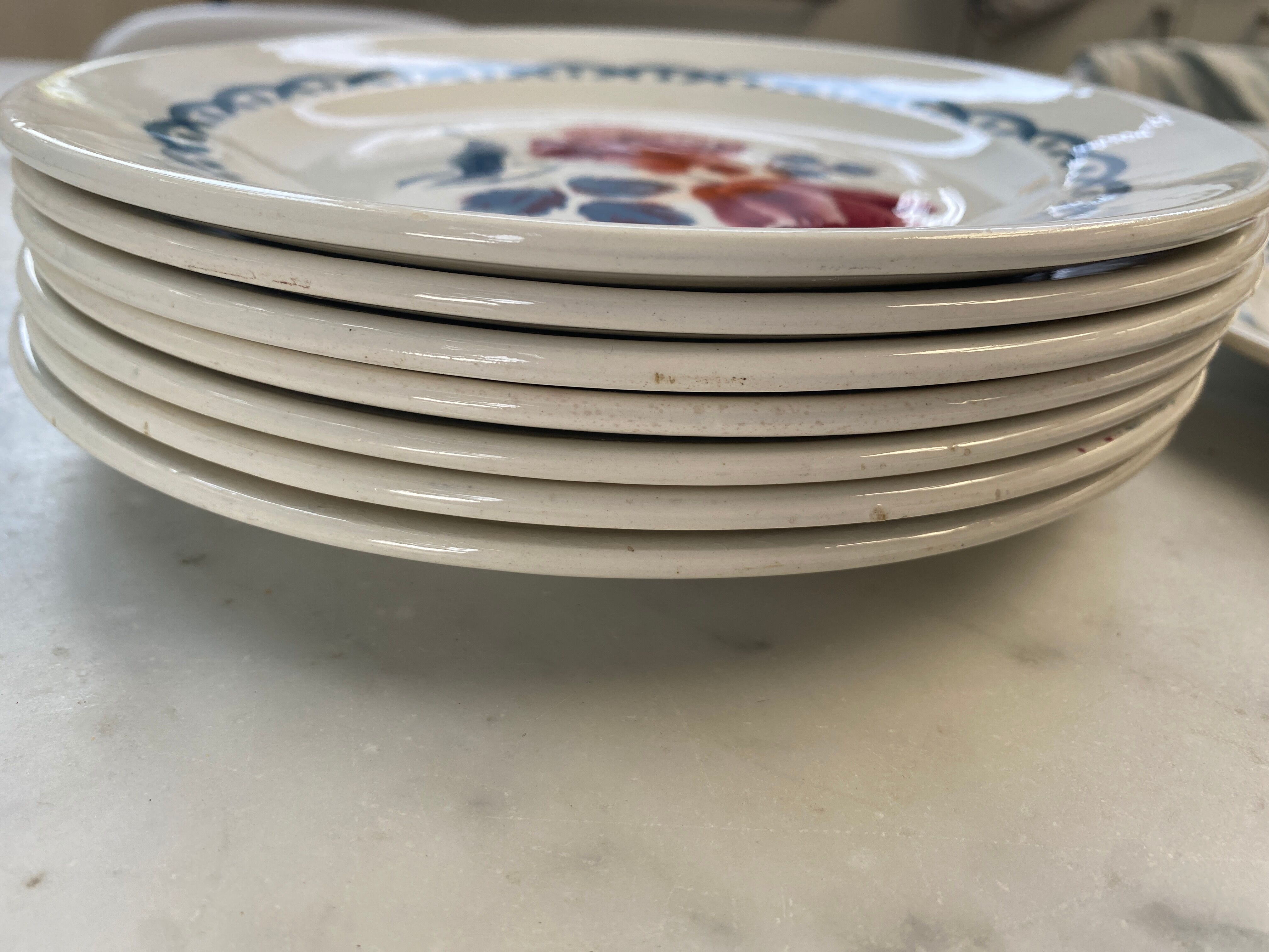 Set of 8 flat plates Digoin Sarreguemines Cannes