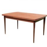 Table à manger scandinave extensible vintage 1960 rectangulaire teck