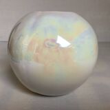 Iridescent white round vase