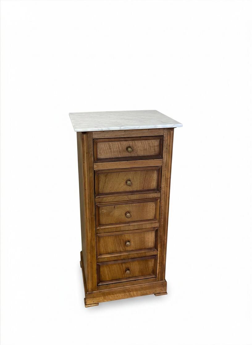 Chest of drawers type weekly / walnut white marble