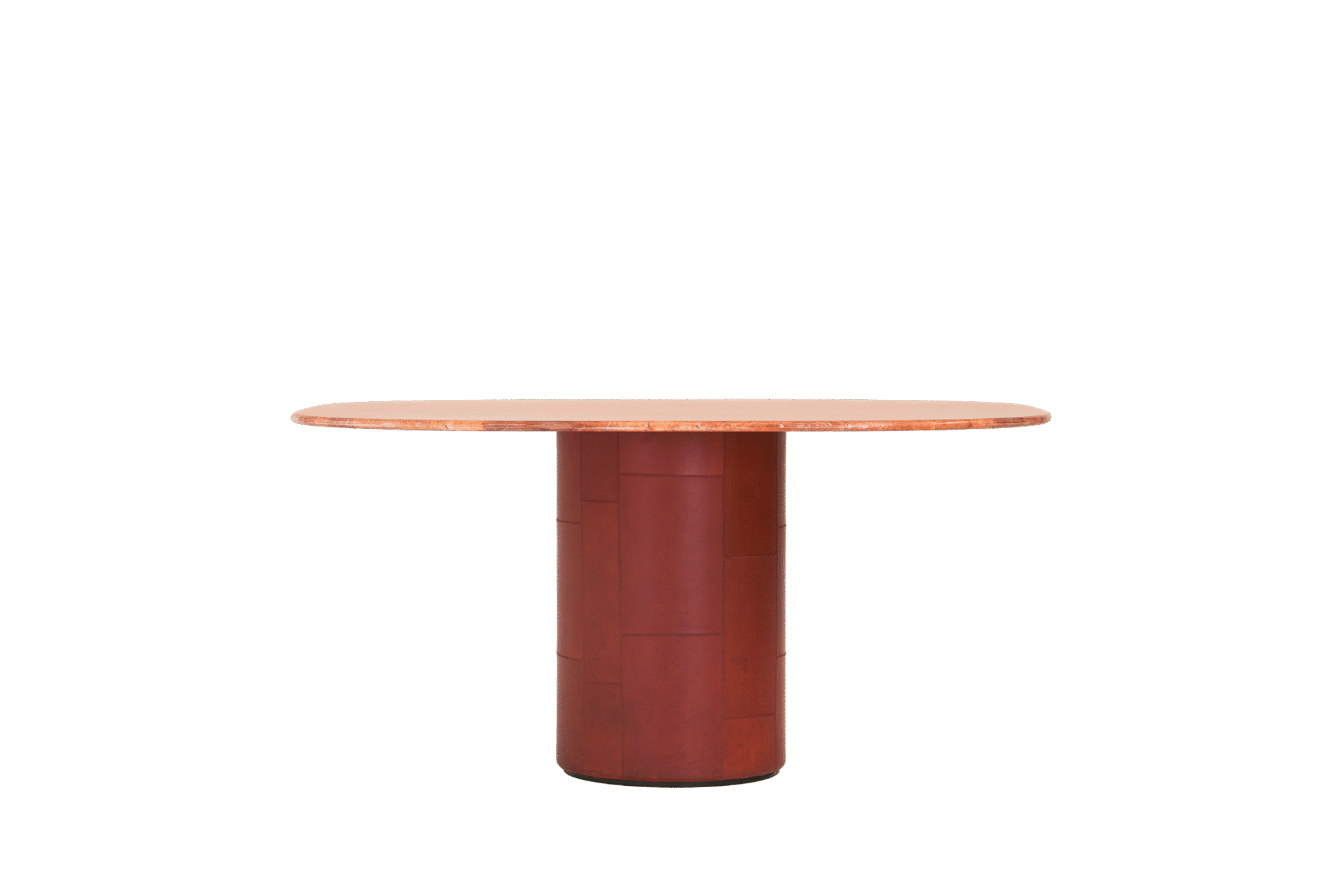 Dining table 'Tobia' in red travertine