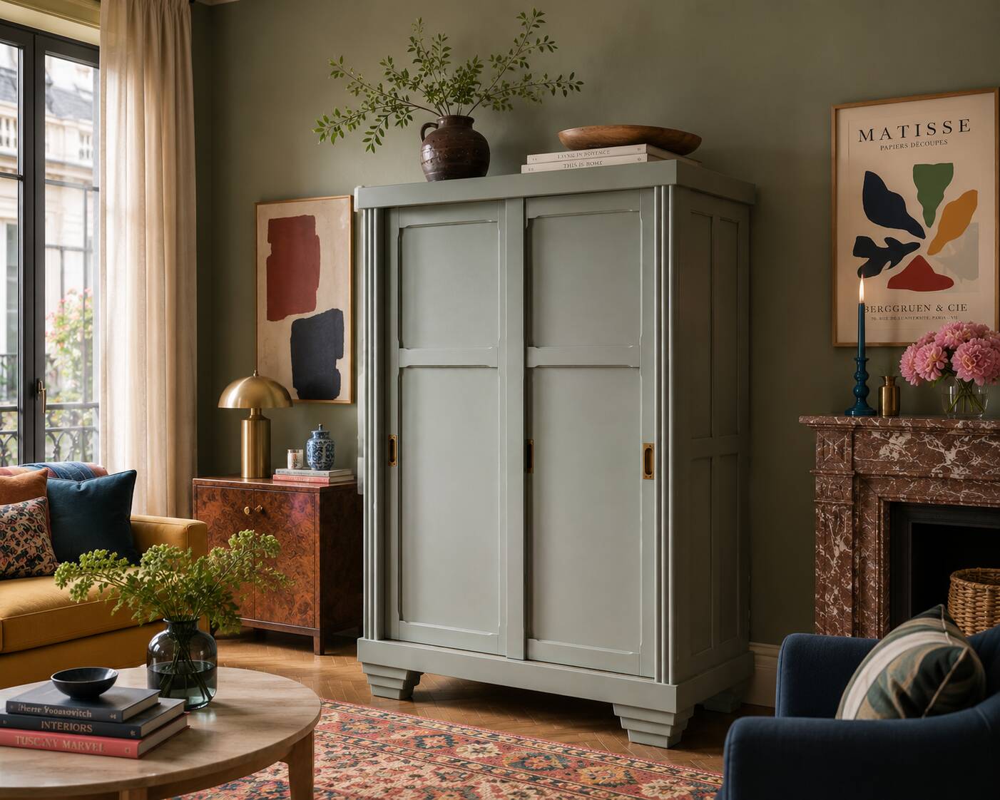 Parisian Art Deco wardrobe with sliding doors.