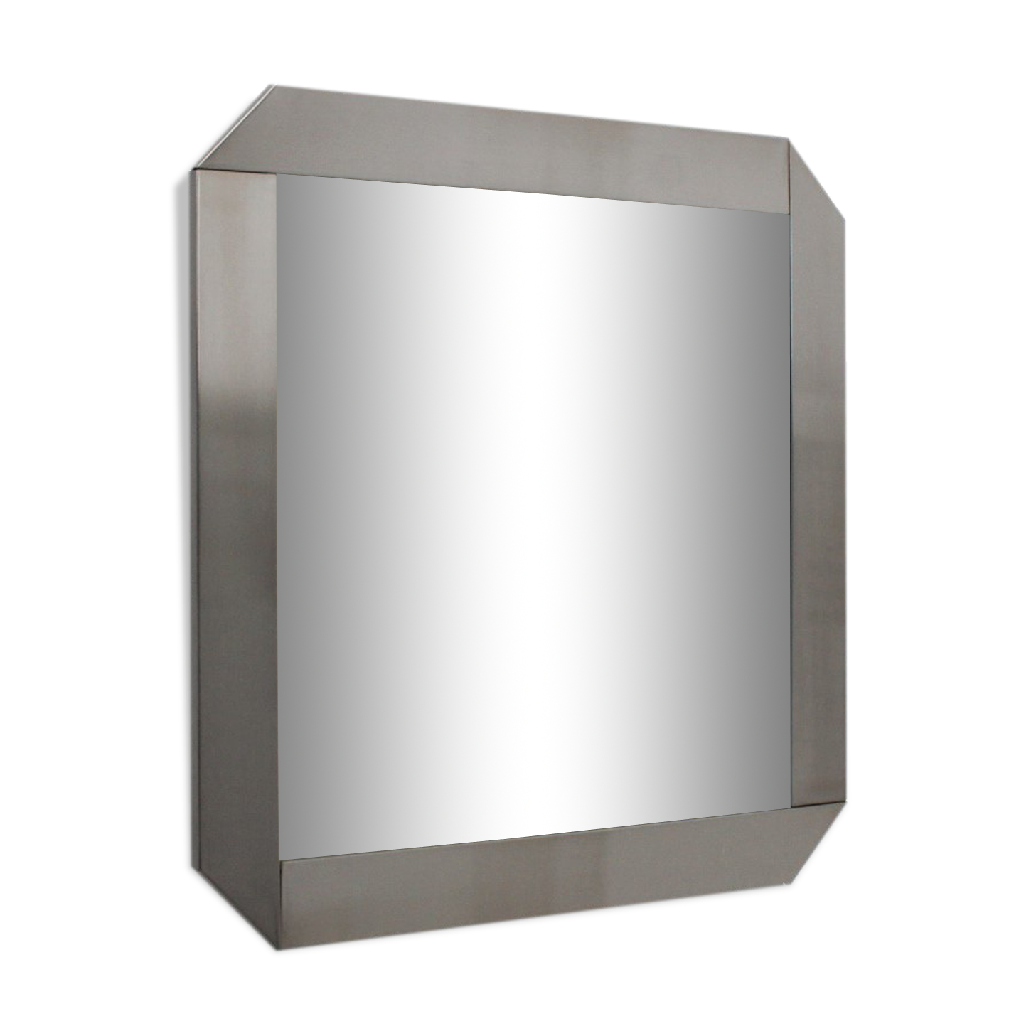 Miroir vintage en acier inoxydable par Valenti années 1970 70x70cm