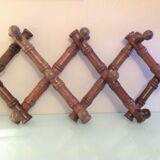 Ten-headed wooden accordion coat rack / vintage 60s-70s